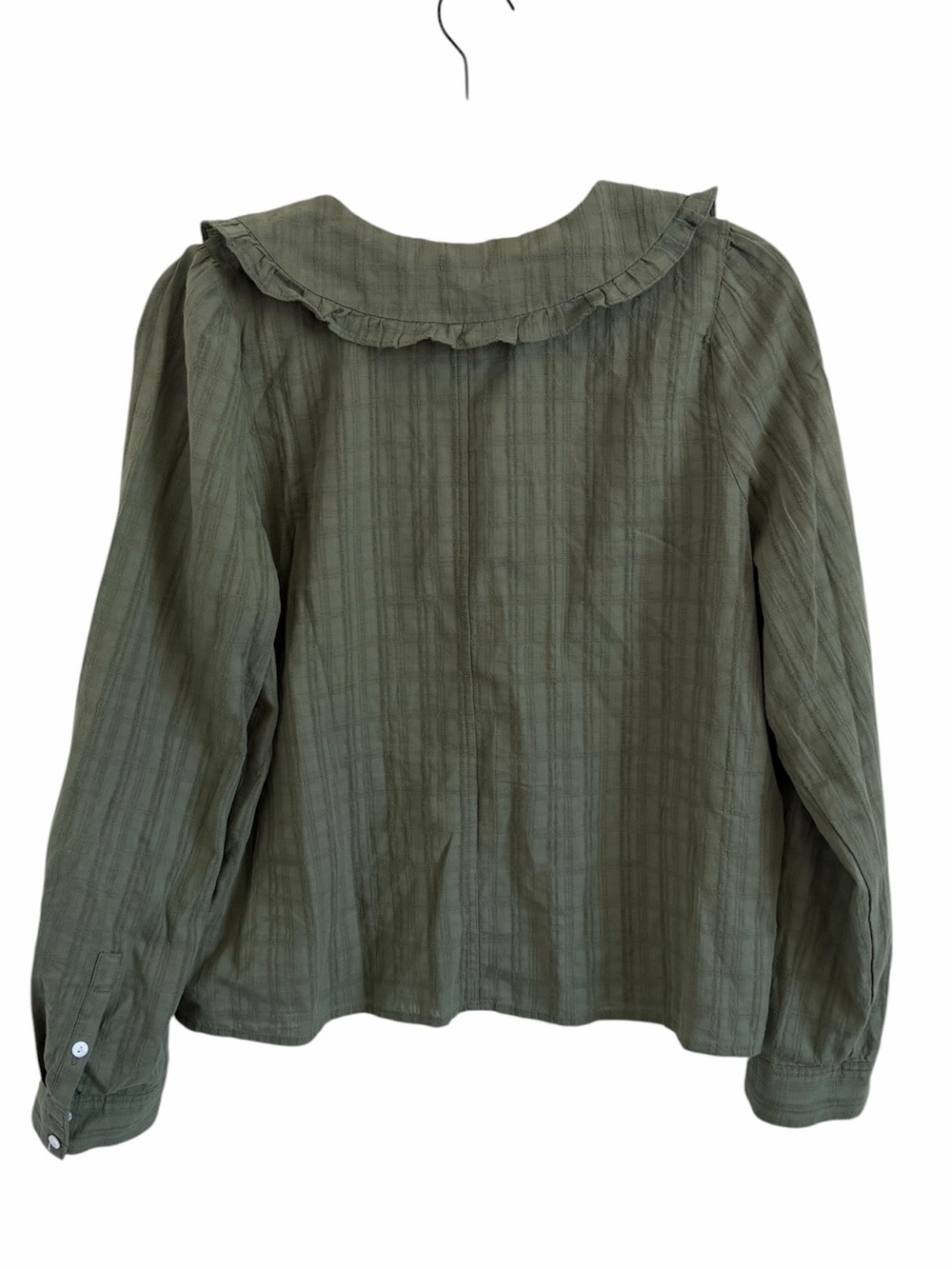 Madewell Ruffle-Collar Button-Up Shirt in
Syril Plaid Green Faded Palm - Picture 3 of 7